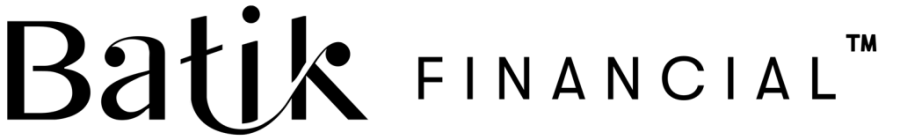 Batik Financial logo colored in all black in a hoizontal layout